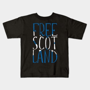 FREE SCOTLAND, Scottish Independence Saltire Flag Text Slogan Kids T-Shirt